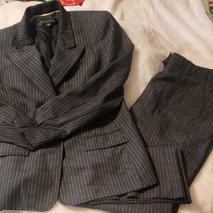 Anne Klein Black Pinstripe Suit